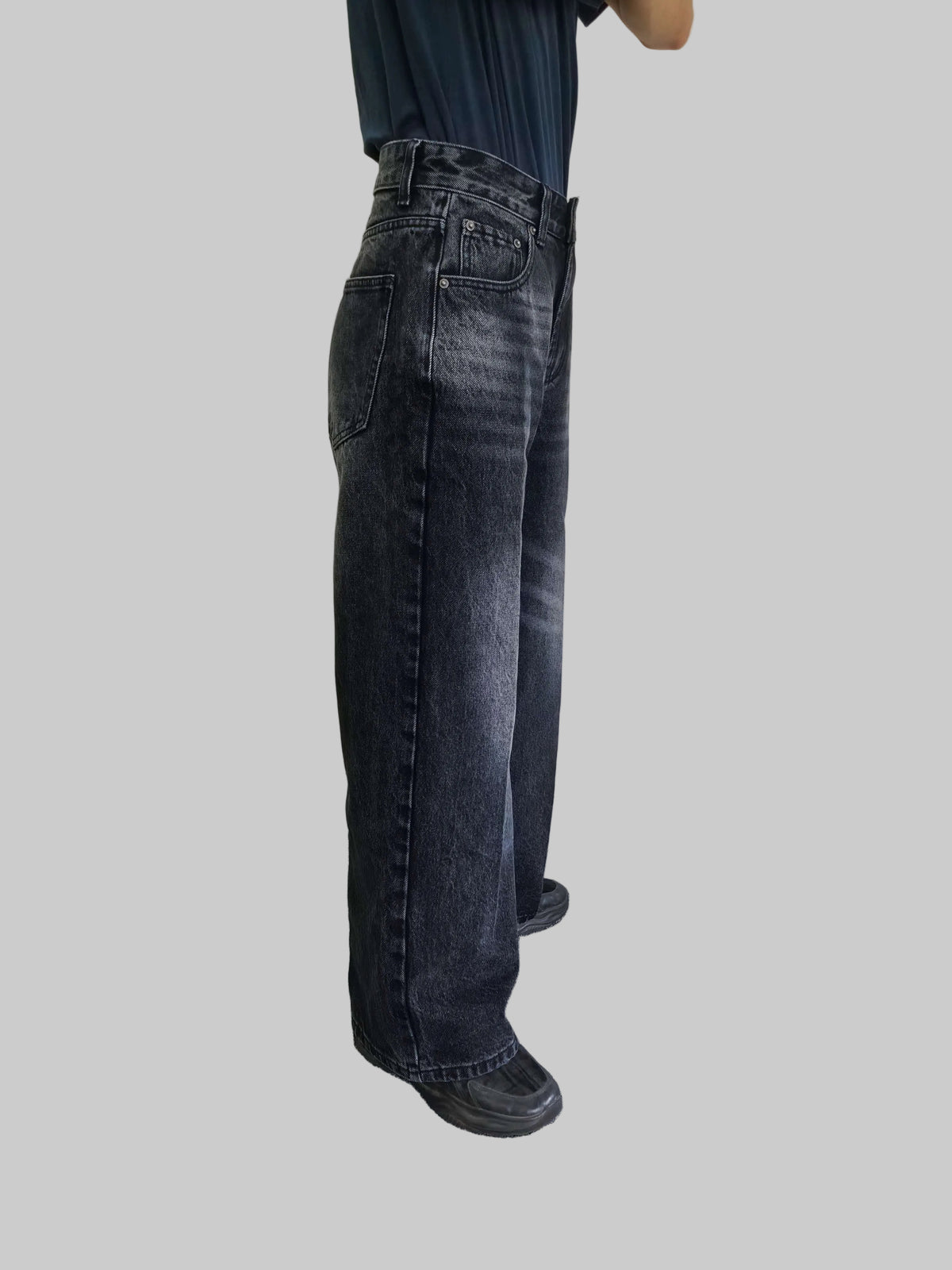 Men's 15 oz Baggy Wide-Leg Black Jeans