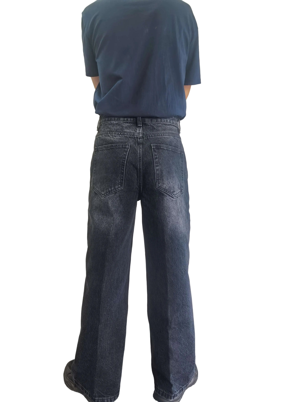 Men's 15 oz Baggy Wide-Leg Black Jeans