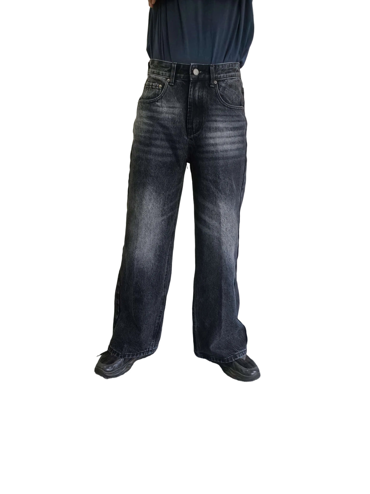 Men's 15 oz Baggy Wide-Leg Black Jeans